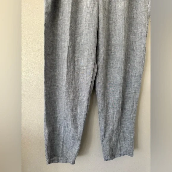 Eileen Fisher Organic Linen Pull On Ankle Pants in Blue Chambray - Picture 4 of 8